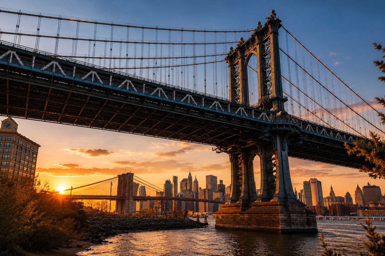 Manhattan Bridge NYC existing condition — underbridge infrastructure project site by mikelyden