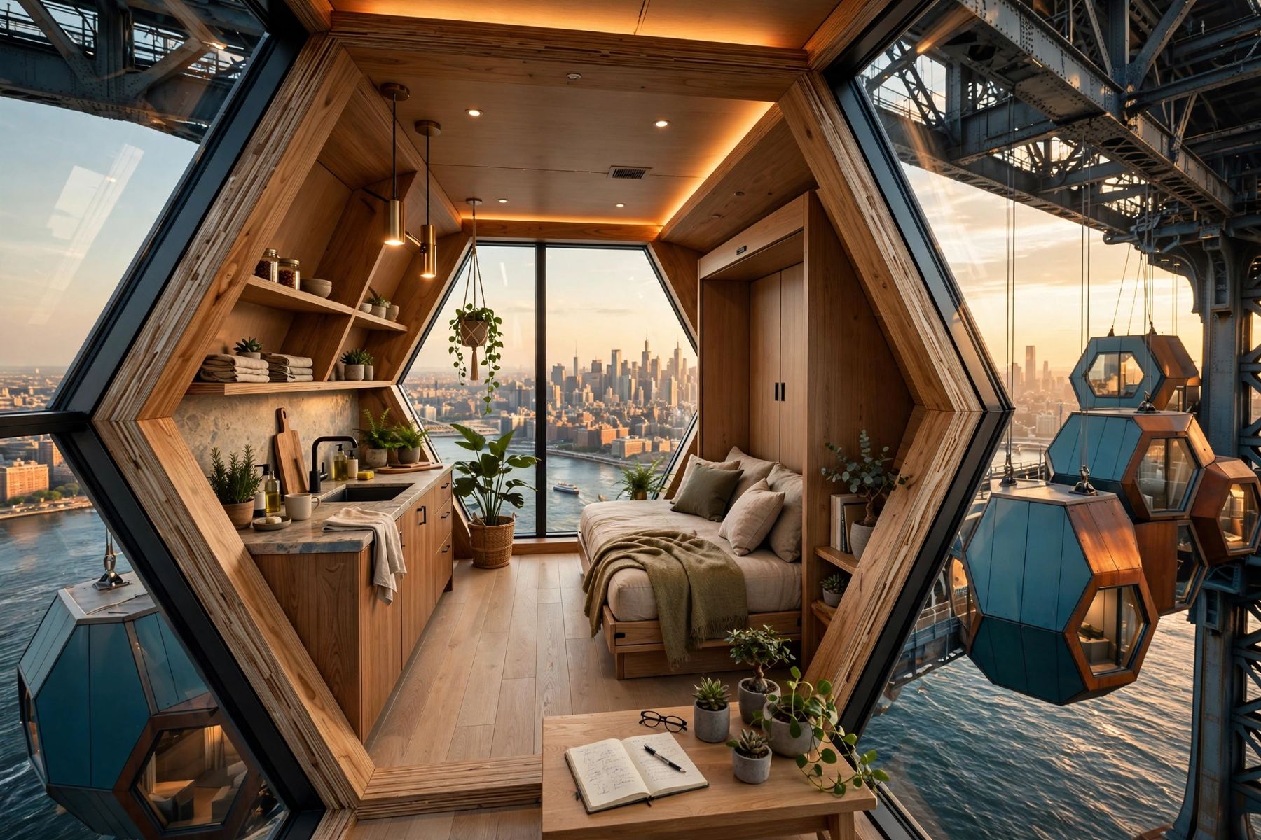Overpass Commons microluxury residential pod interior design, mikelyden underbridge project NYC